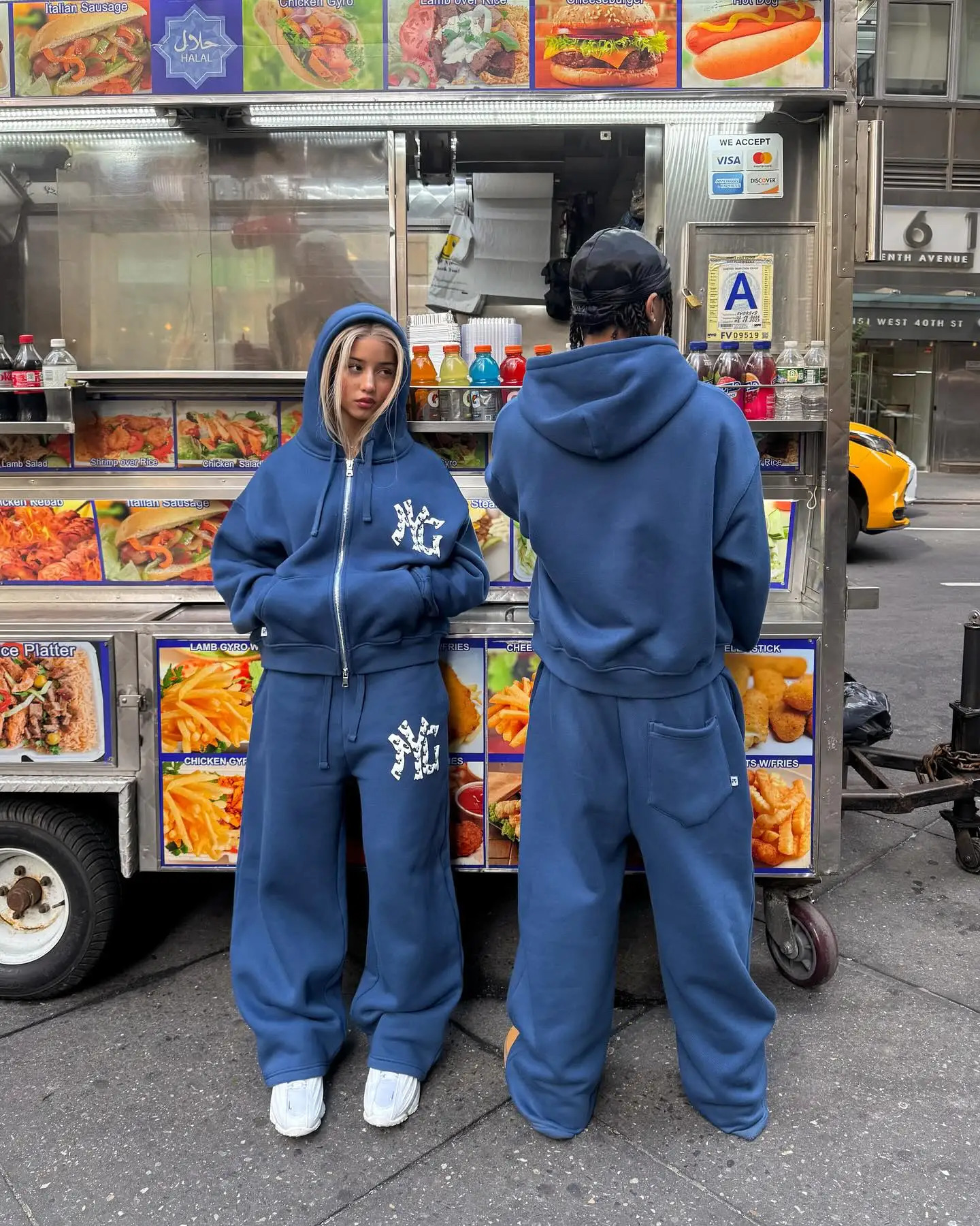 Royal Blue Hoodies Mens Womens Pants Two Piece American Y2K Streetwear Vintage Loose Set Tracksuit Men Clothing 251022