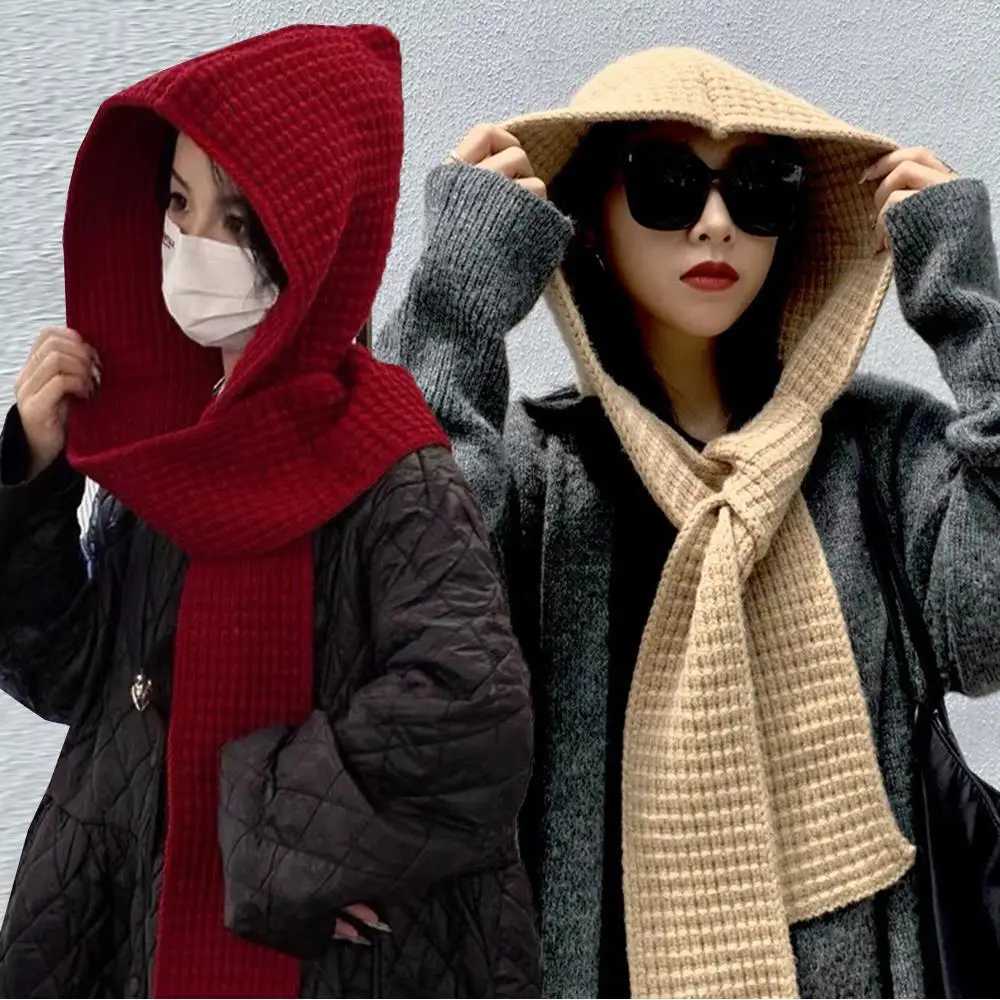 Hooded Scarf Early Autumn Scarf Hats Fashion Ear Protector Beanies Useful Earmuffs Cap Winter Thicken Items Women Neck Scarf J251022