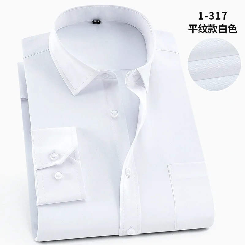 White Men Twill Long Sleeve ShirtSingle Breasted Lapel Asian Size ShirtsWeddingBusinessOfficeCasual Tops CamisasM8XL 9XL 251020