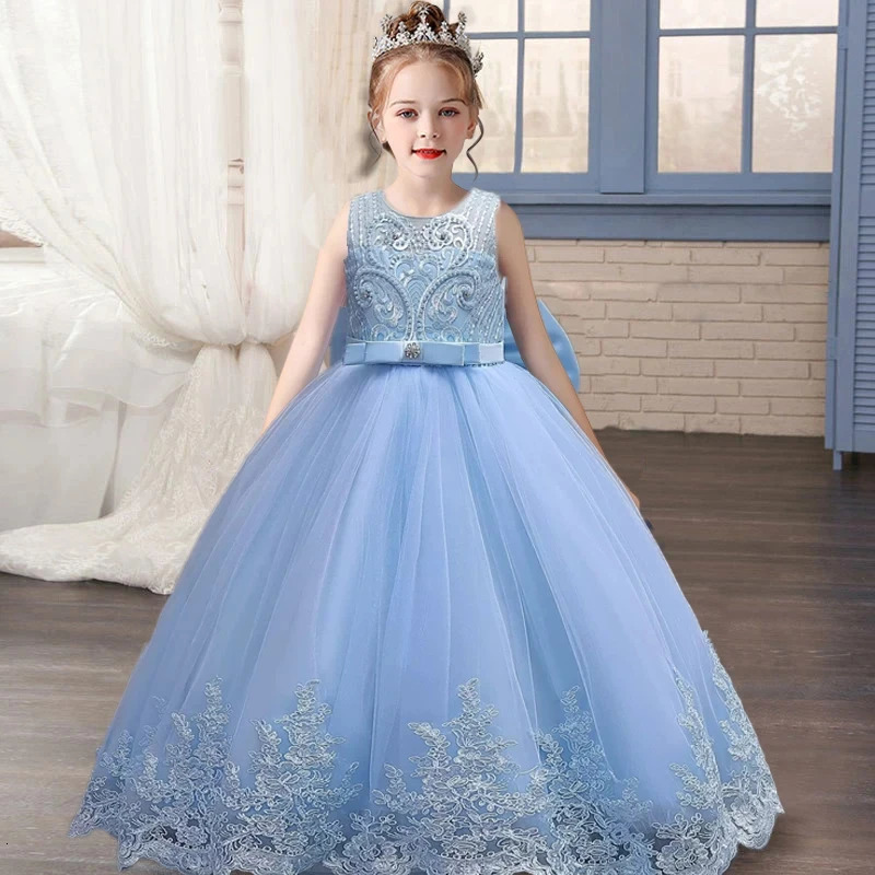 childrens dress 312 year old embroidered bow wedding dress girl princess dress girl birthday party evening Back Dew Bride dres 251021