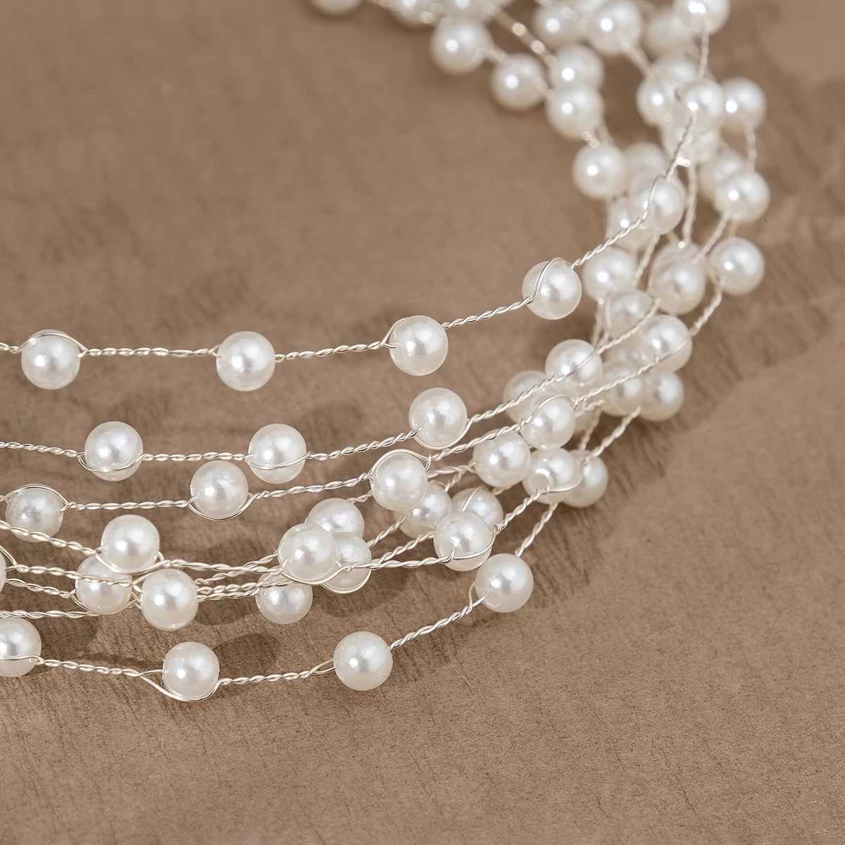 New Pearl Hair Accessories Bridal Hair Band Wedding Banquet Party Jewelry Super Fairy Braided Hair Fluttering Pearl Headband V251022