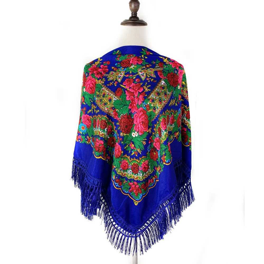 120120cm New Design Russian Square Scarf Luxury Women Floral Print Ukrainian Fringed Handkerchief Shawls Babushka Head Wraps J251118