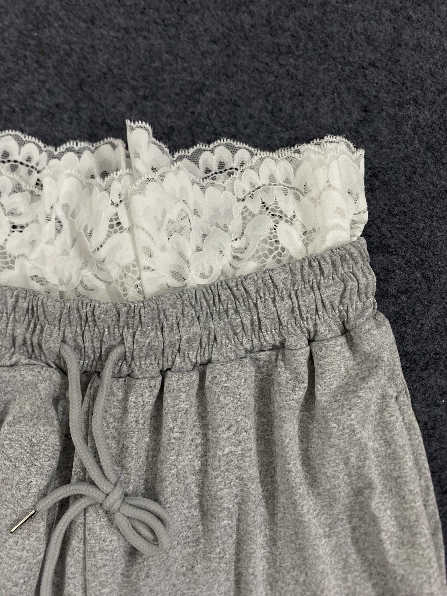 Autumn and Winter New Korean Style Y2K Womens Pants Simple Versatile Casual Lace Edge Pure Desire Style Pure and SexyT251022