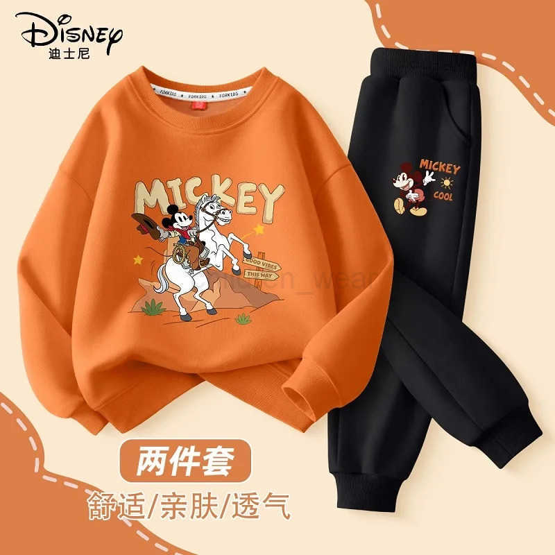 Disney Autumn Baby Girl Boy Clothes Set Children Mickey Printing Sweatshirt Top and Pants Bottom 2 Pieces Suit Cotton Tracksuit H251022