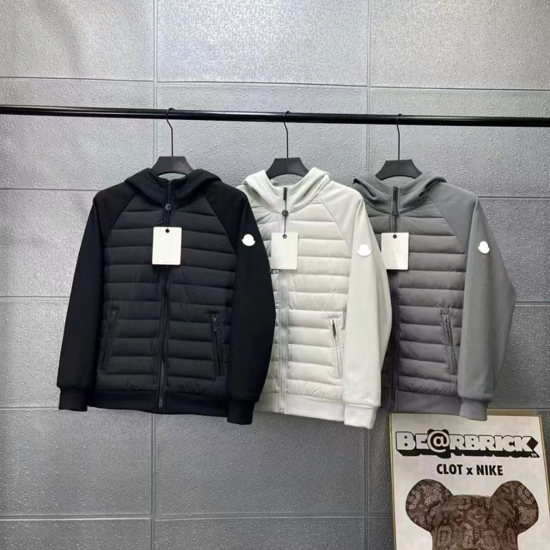 Men's designer Loose Versatile Lightweight New Style Patchwork White Duck Down Jacket Simple and Warm Casual Couple Hooded