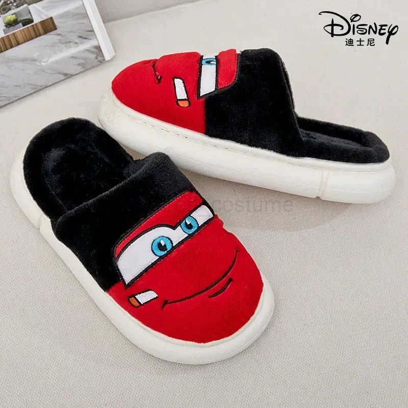Disney New Autumn Winter Boys Girls Baby Cotton Slippers Cartoon McQueen Cars Print Kids Soft Anti Slip Warm Indoor Home Shoes H251022