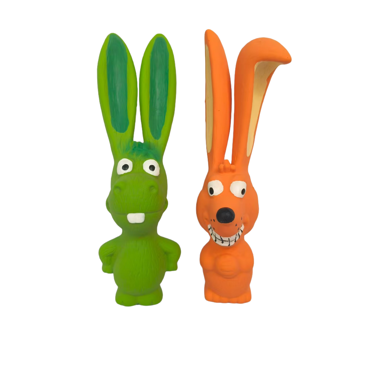 Rubber Squeaky Chewy Dog Toy Soft Natural Latex Screaming Sound Interactive Rabbits Dog Toys with Bright Colors for Medium Dogs 4pcs/Pack