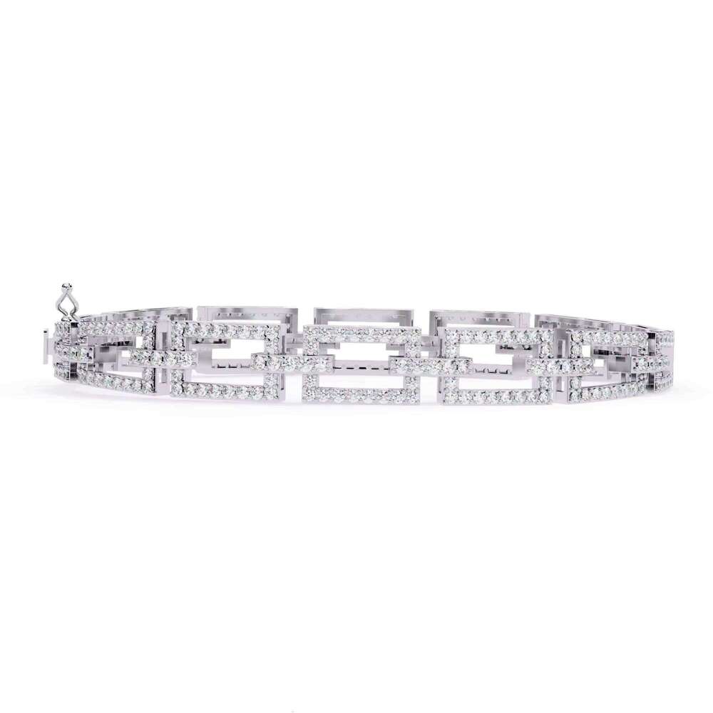 Women's Appearance Moissanite Bracelet with Rhinestone Rectangular Link Pearl Style Statement Chain Jewelry, Suitable for Daily Wear