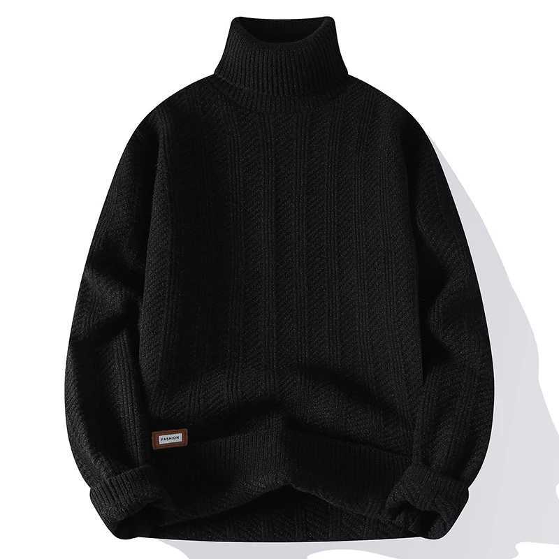Autumn Winter Mens Turtleneck Sweater Solid Color Fashion Knitted Pullovers Men Korean Slim Fit Casual Knit Pullover SweatersXJ251022