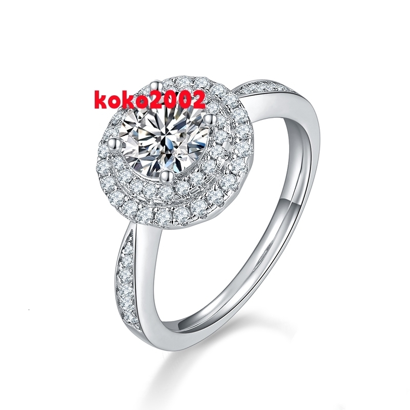 SMR96 Wholesale 925 Sterling Silver Wedding Engagement Rings Round 1CT Moissanite Ring for Women Rhodium Plated