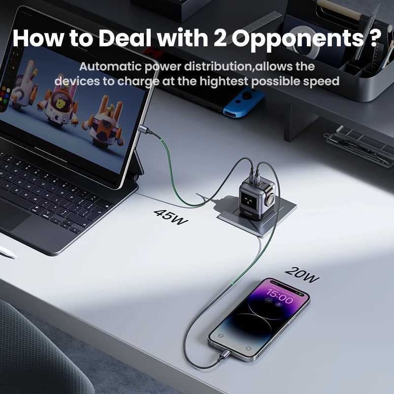 US PlugUGREEN 65W 30W GaN Charger Robot Design PD30 Fast Charger QC40 30 PPS for iPhone 17 16 15 Pro Macbook Laptop Table J251114