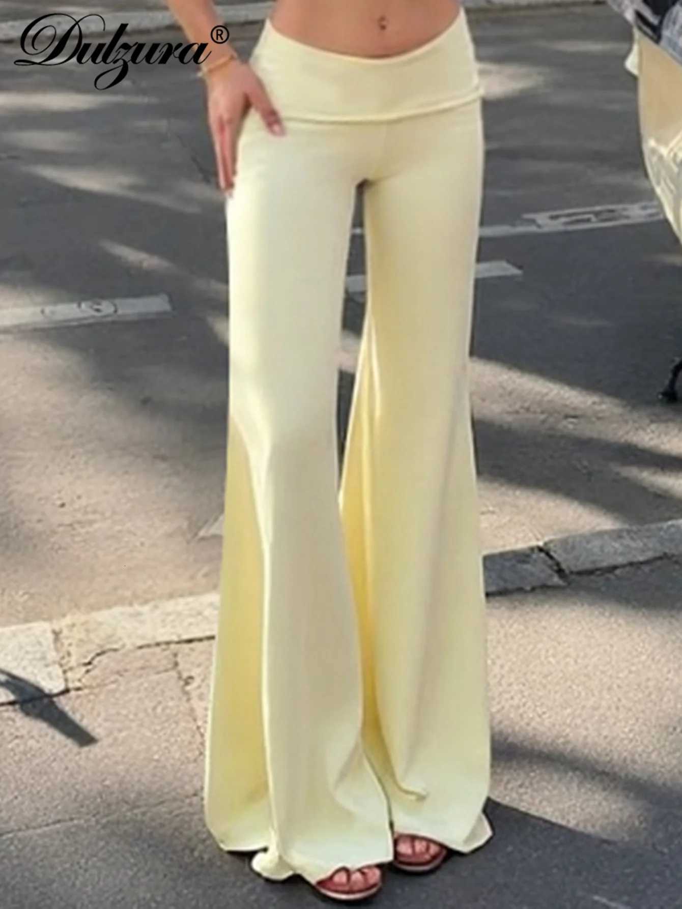 Dulzura Autumn Fashion Casual High Waist Ruffles Flare Long Pants WomenS Solid Versatile Clothes Party Club Street Style OutfitT251022