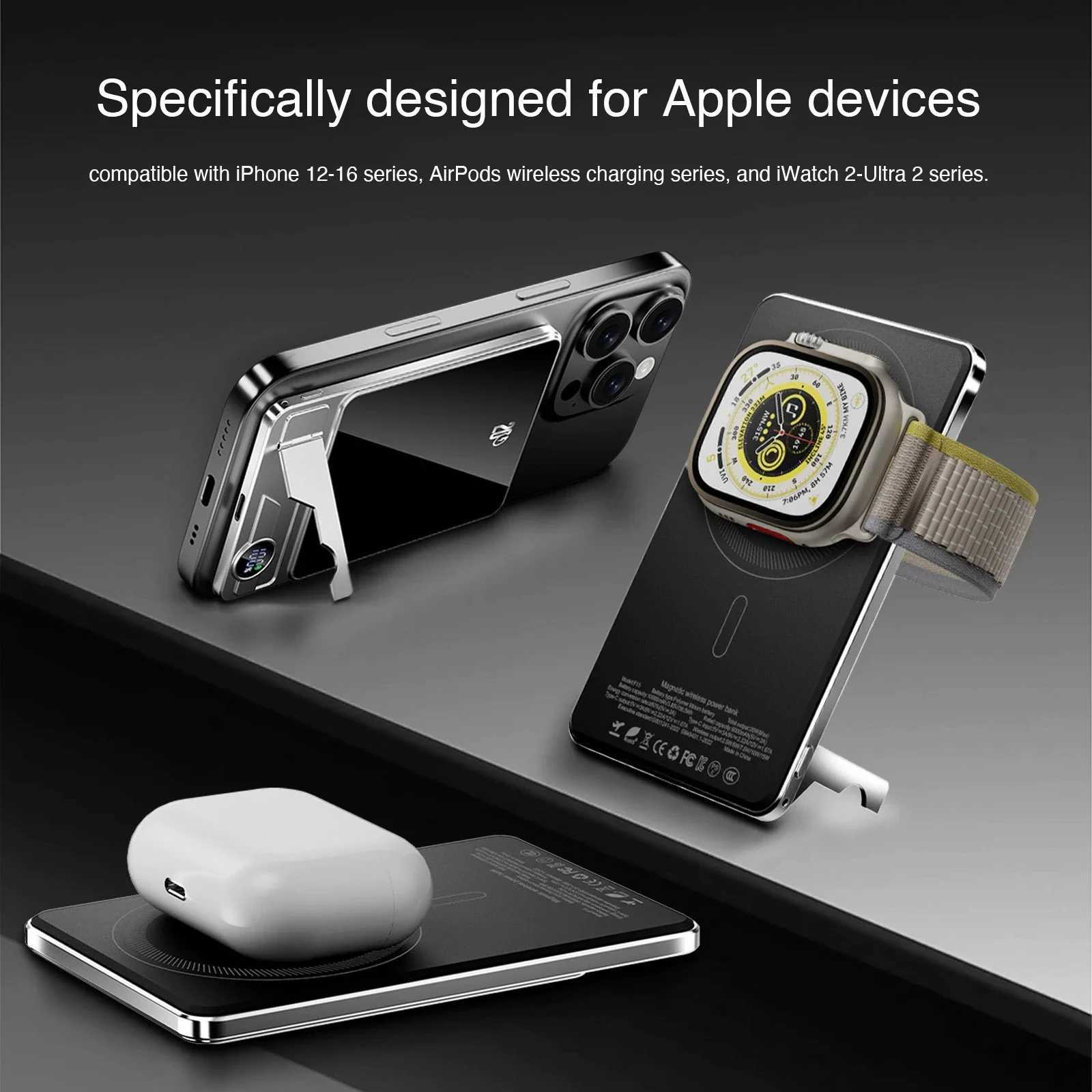 CCC Certified 10000mAh Magnetic Power Bank 225W Fast Charger for iPhone Watch AirPods Mecha Metal Body Display Airplane Safe J251114