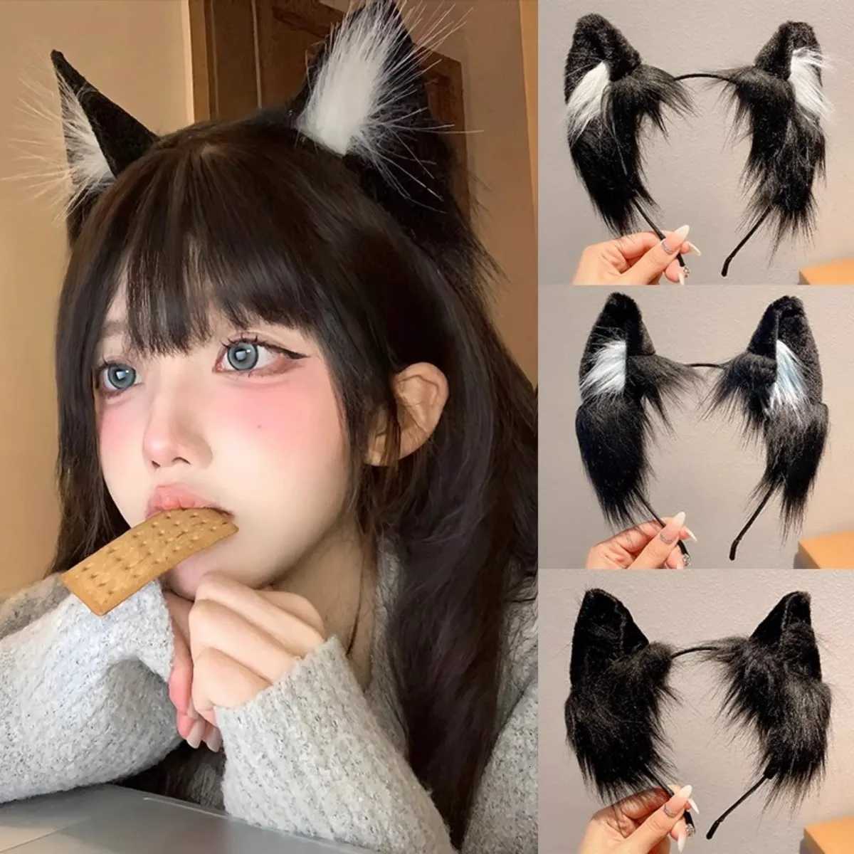 1pcs Cat ear headband Cute plush hairband Holiday dress up Christmas animal Ear hoop hair accessories V251022