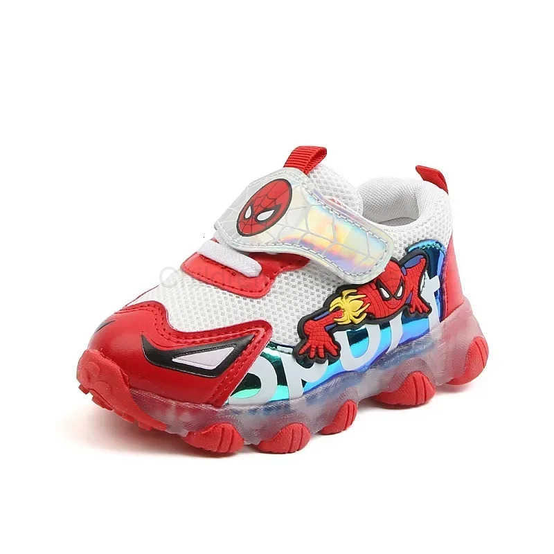 Disney Spiderman Children Casual Shoes LED Leisure Baby Girls Boys Shoes Led Lighted Kids Sneakers Infant Tennis H251022
