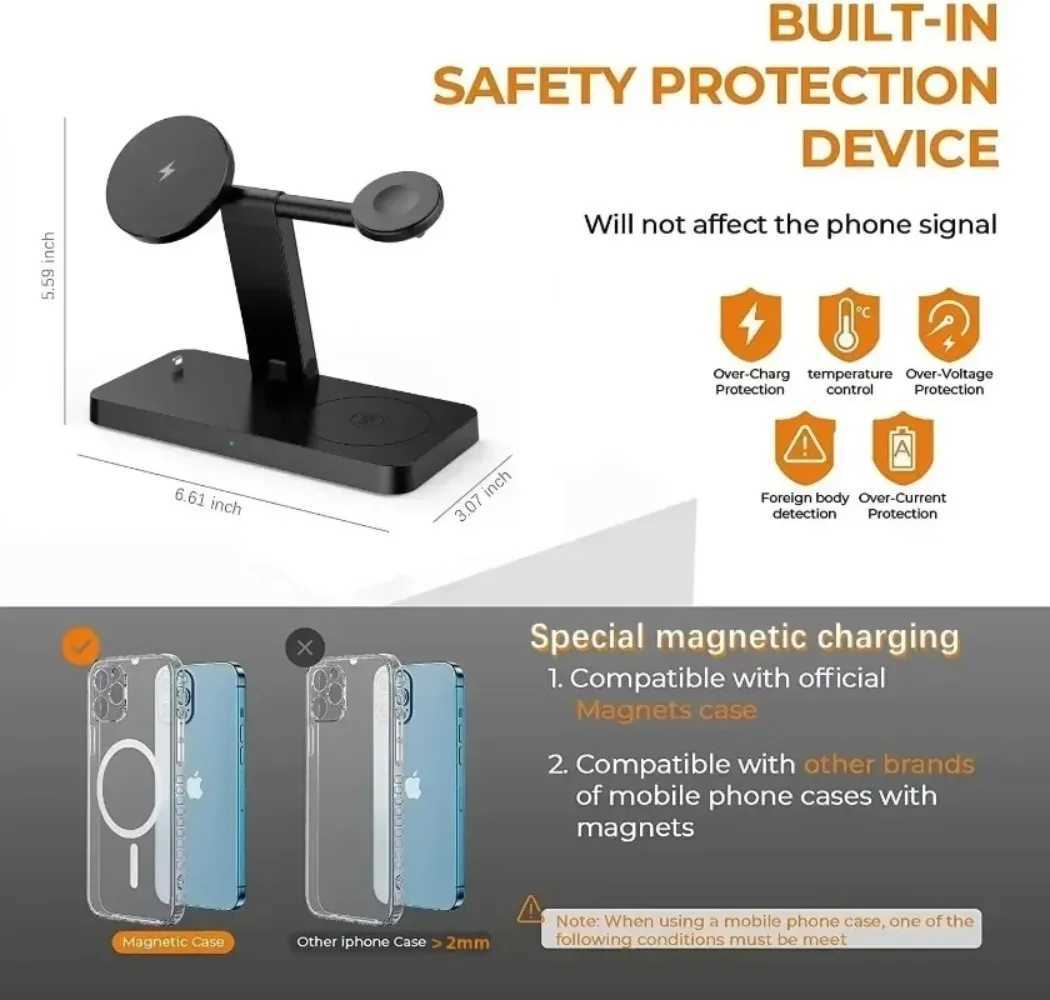 100W 4in1 Magnetic Wireless Charger Foldable Phone Holder Dock For iPhone 1612 Watch AirPods4 Pro Fast Charging J251114
