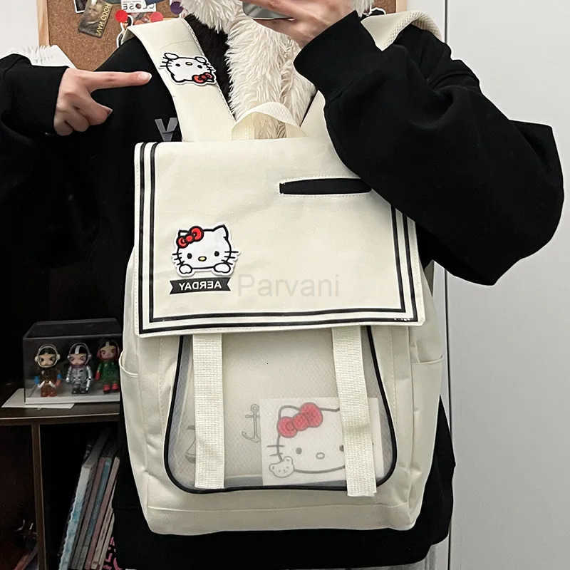 Sanrio New Hello Kitty Middle School Student Backpack Versatile Casual Double Shoulder Bag Large Capacity Fashionable Backpack L251022
