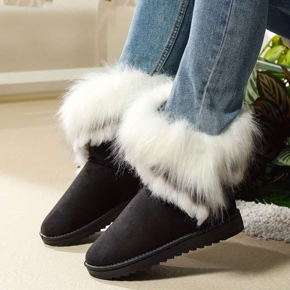 Women's Slip-On Lightweight Warm Ankle Boots With Plush Lining, Non-Slip Rubber Sole All-Season Casual Shoes For Everyday & Formal Outfits - Easy