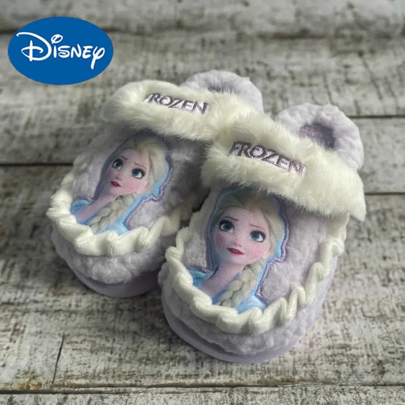 Disney Princess Elsa Winter Childrens Cotton Home Slippers Frozen Girls Snow Non Slip Warm Baby Slippers Pink Blue Size 2436 H251022