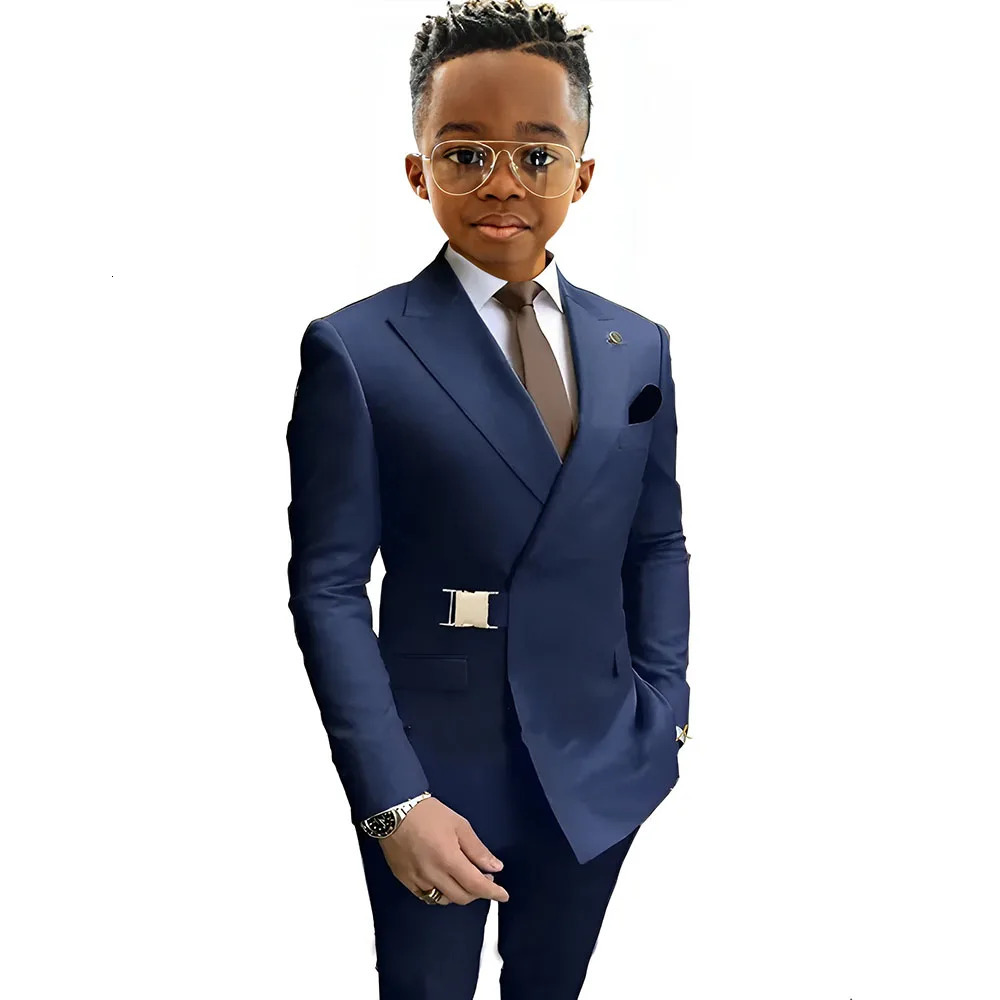 Boy Suits Wedding Kids Tuxedos 2 Pieces Formal Blazer Peaked Lapel Double Breasted Prom Suits JacketPants 251021
