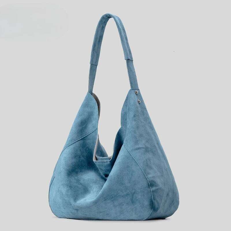 Retro Soft Suede Bucket Women's Large Capacity Shoulder Fashionable Winter New Style Polyester Lining Versatile Tote Bag Suotong1022