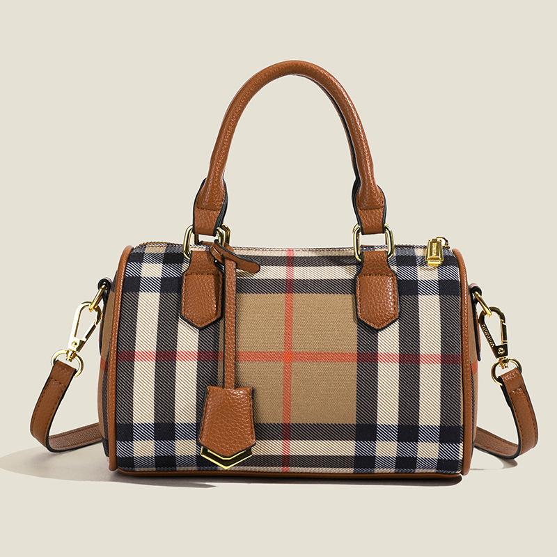 Free Shipping 2025 designer shoulder bags for womens fashion classic check plaid tartan boston bag