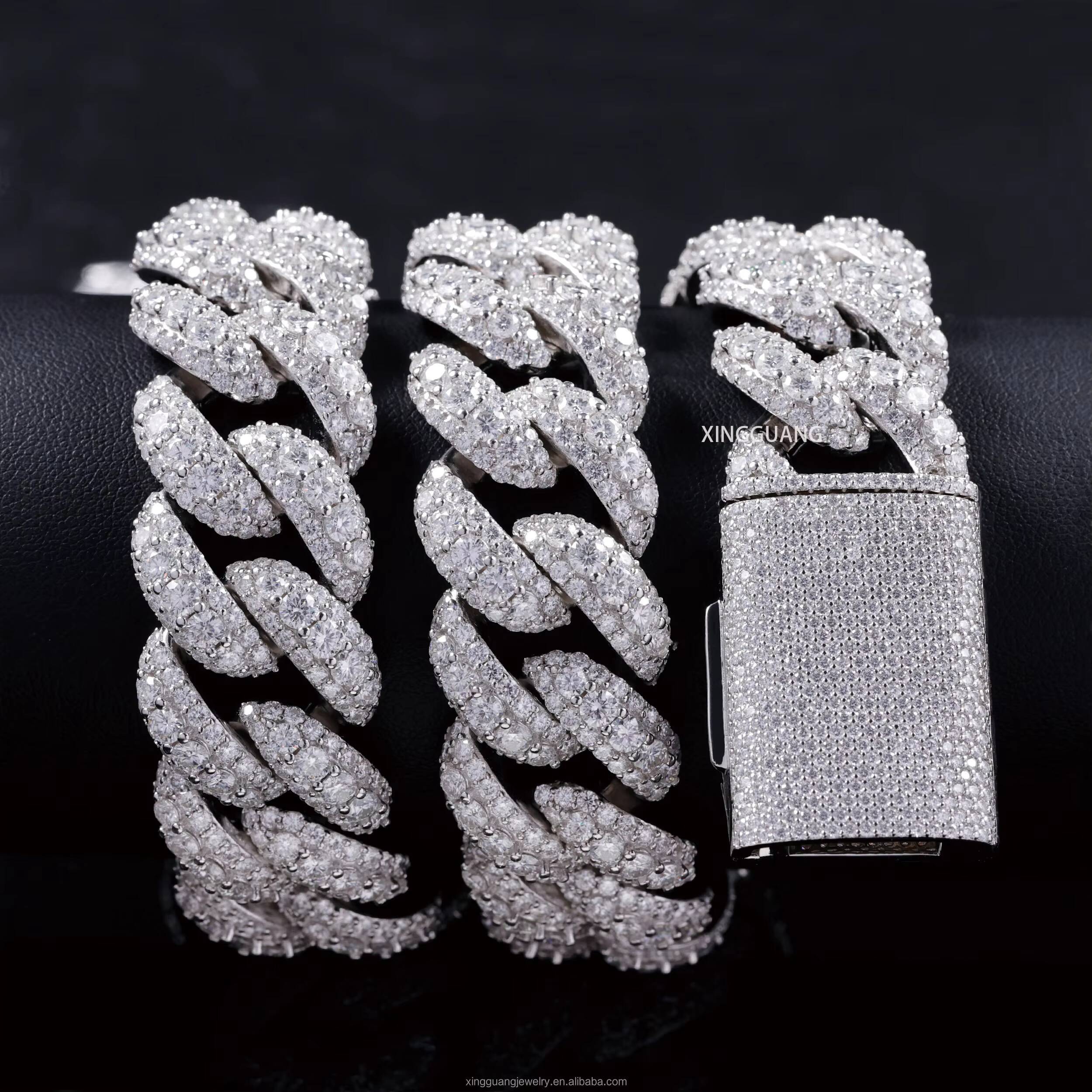 Pass Tester VVS Moissanite Cuban Chain 925 Silver Necklace For Men Iced out Diamond Hip Hop Jewelry 20mm 22mm Cuban Lidynamic Chain