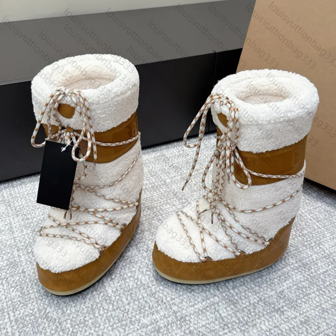 boots women designer boots Shearling Rubber Womens Boots Quilt Cream Khaki Black White Moonrise Blue Red Whisky Caramel Cappucino Opt
