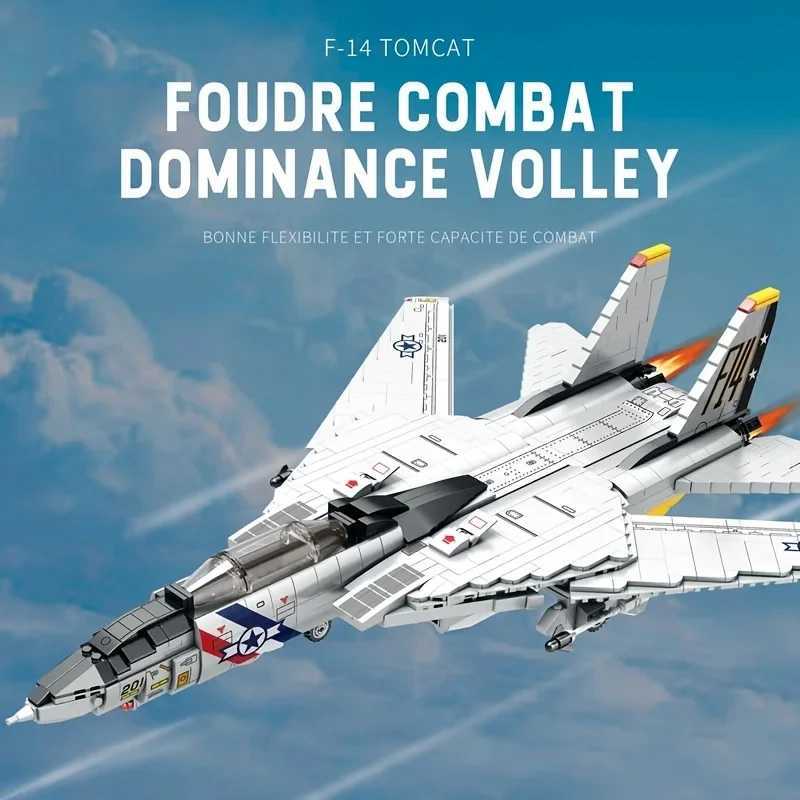 1600PCS Military Tomcat F14 Fighter Aircraft Building Blocks MOC CarrierBase Fighter Model Bricks Set Holiday Gifts Kids Toys J251022