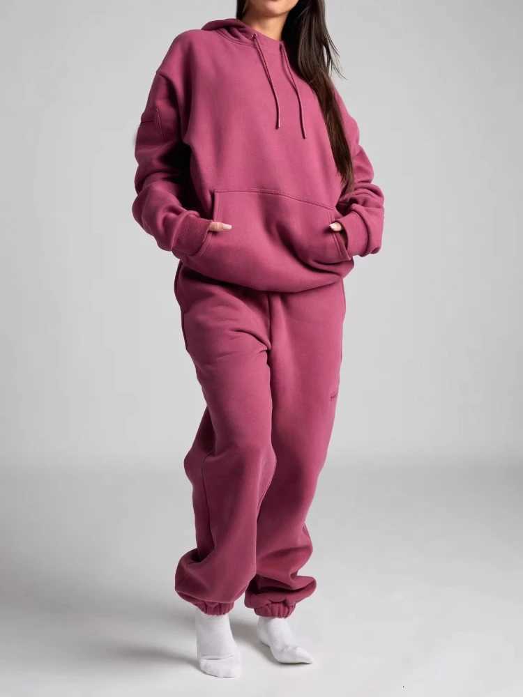 Womens Two Piece Suit Casual Sport Swear Ensemble Autumn Winter Solid Color Pure Color Hooded Eye Mask Long Pants SetT251022