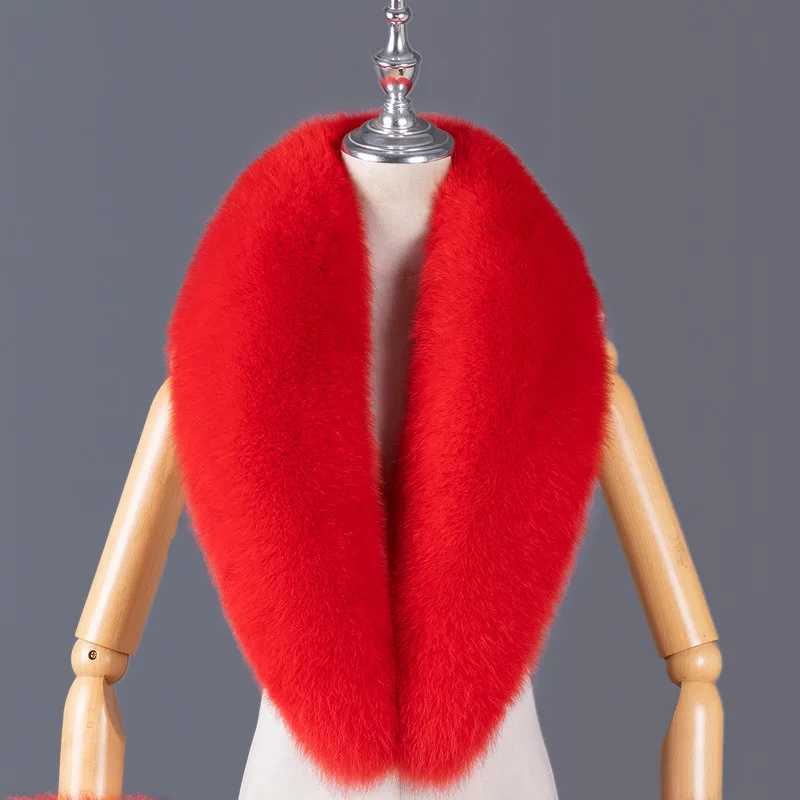 Natural Fur Collar Real Fur Scarf for Women Winter Neck Warmer Luxury Large Fluffy ShAWl Thick Warm Soft Real Fur AccESSory J251129