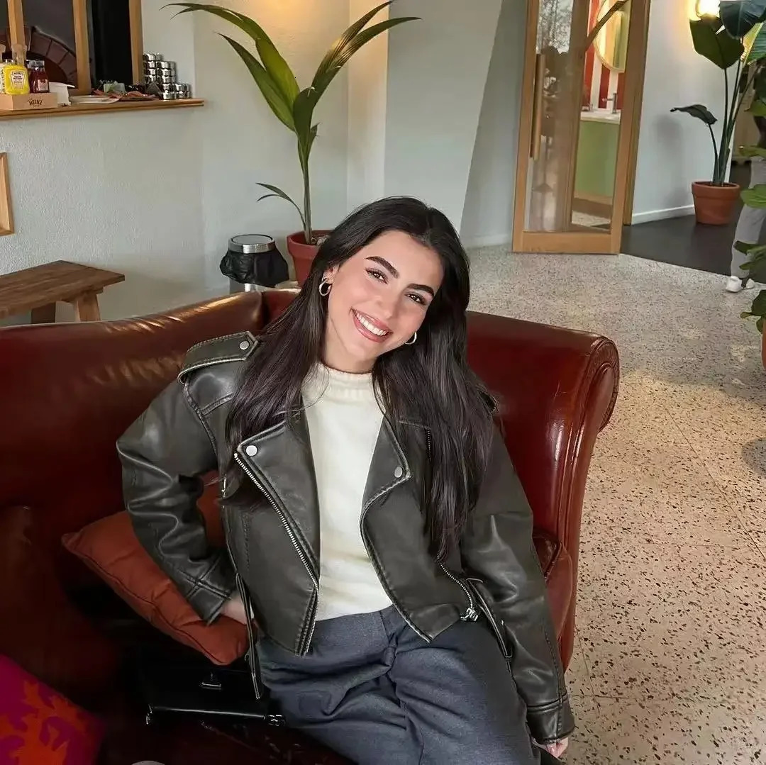 Women Oversized Vintage Loose Pu Faux Leather Short Jacket with Belt Streetwear Female Zipper Retro Moto Biker Coat Outwear 251020