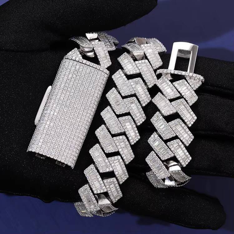 Fashion Hip Hop Cuban Lidynamic Chain Necklace 13mm 18mm Width Sterling Silver 925 VVS Moissanite Diamond Jewelry