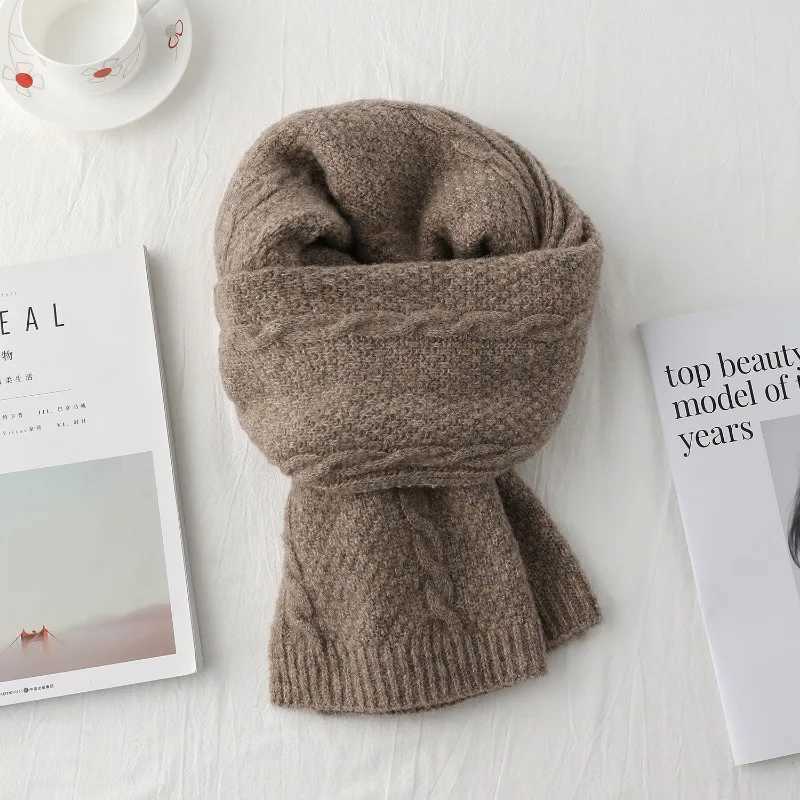 Korean Version Twist Knitted Scarf Women Men Fashion Retro Thick Warm Solid Neck Muffler Female Males HighEnd Scarves Winter J251022