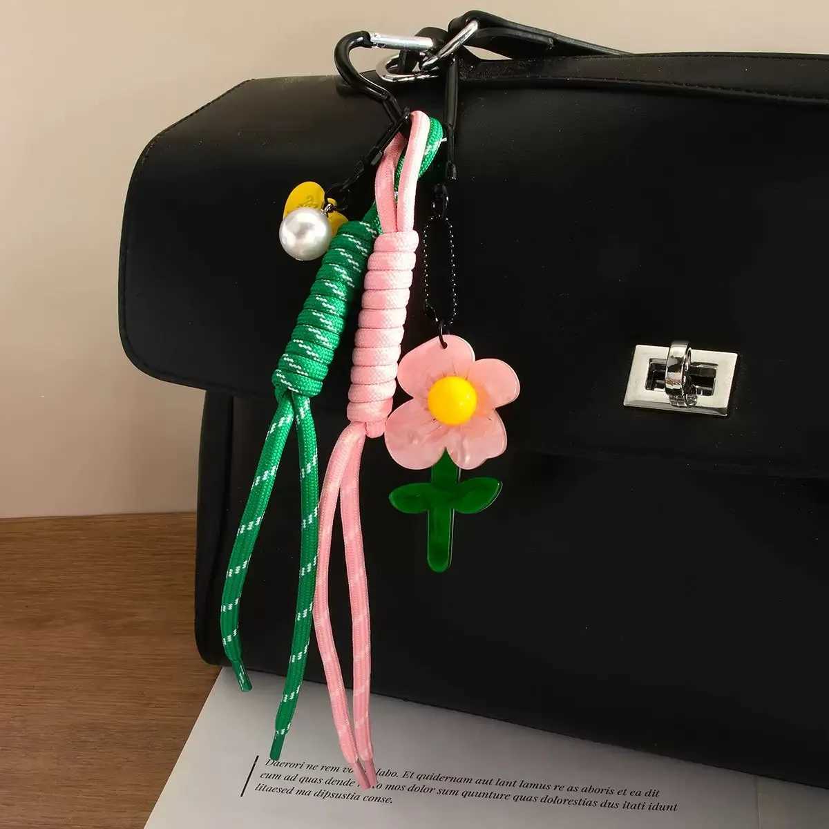 summer Backpack accessories flower cherry lemon strawberry Pendant Hand woven rope Key Chain J251121