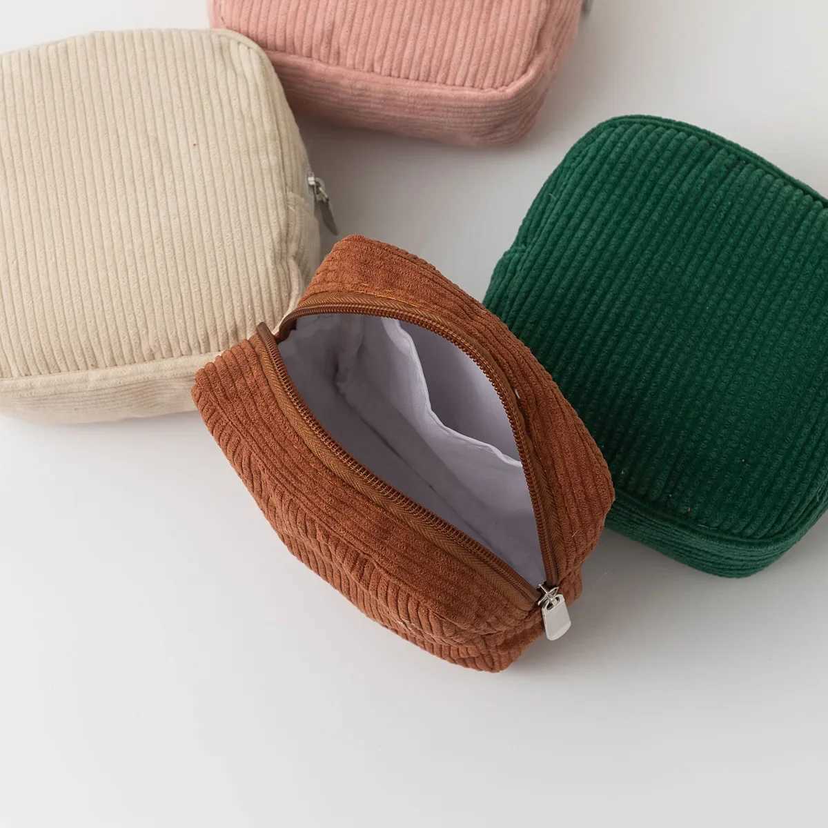 Fashion Corduroy Women Makeup Lipstick Sanitary Napkins Travel Organizer Bags Mini Cosmetic Storage Bag Small Makeup PouchW251021