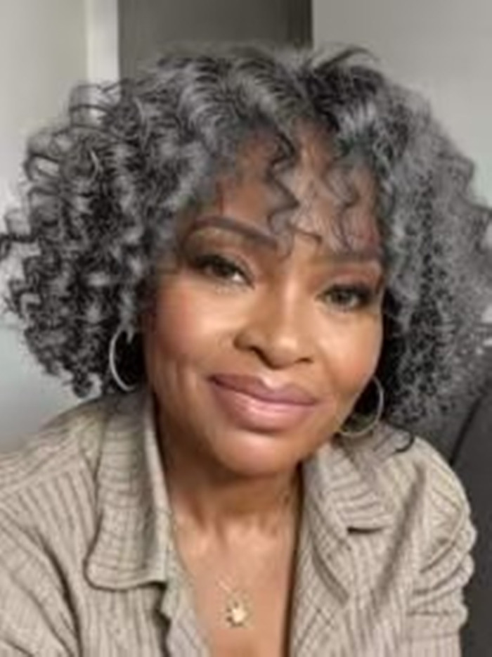 Salt and pepper grey human wigs short bob deep curly gray glueless mixed kinky curly deep wave machine made none lace wig
