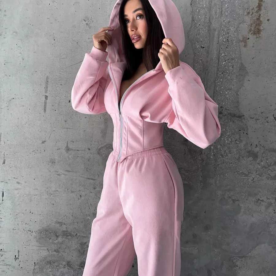 Hoodies Two Piece Sets Women Pant Set Tracksuit Sport Jogger Y2k Sweatshirts Autumn Elastic Waist Streetwear Pants Matching SetsT251022