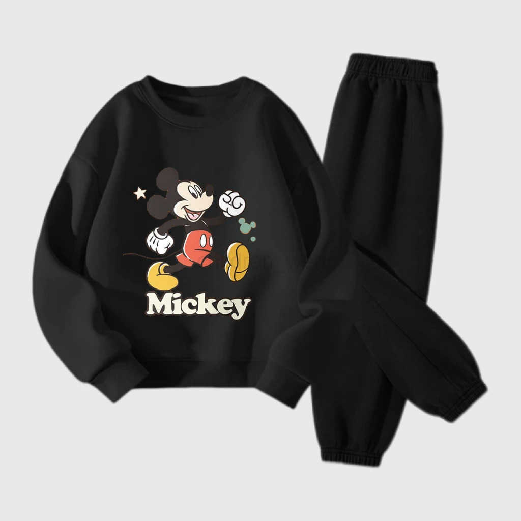 Disney Black 2Piece Set Boys Child Longsleeved Tracksuits Mickey Mouse SweatshirtsPants Autumn Costume Casual Sports Wear Trendy H251022