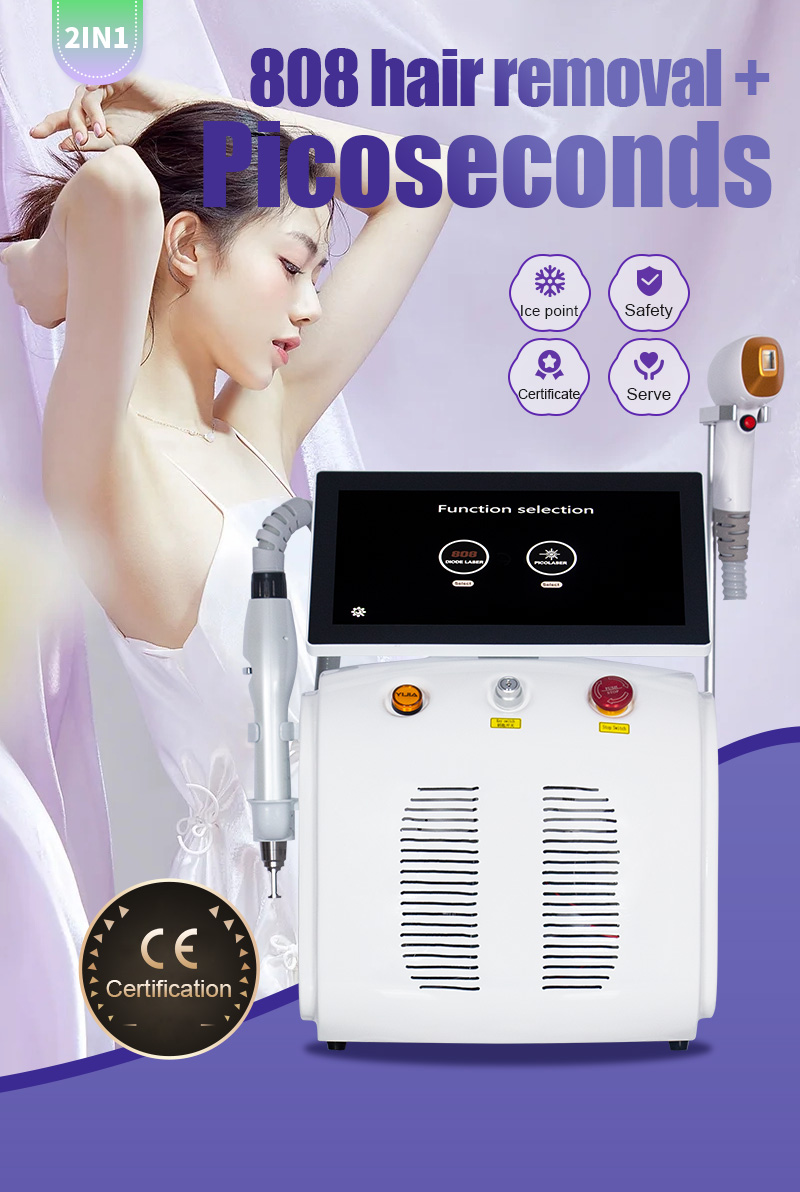 2 In 1 Picosecond Yag Laser Machine Pico Laser Tattoo Removal Ice Titanium Diode Laser 808nm Hair Removal Hot Selling