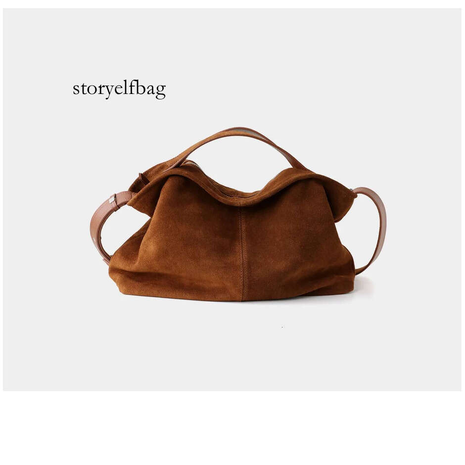 Motingsome Natural Suede Leather Women Roomy Shoulder Handbag and Purse Lazy Style Soft Matte Cowhide Tote Bags New In