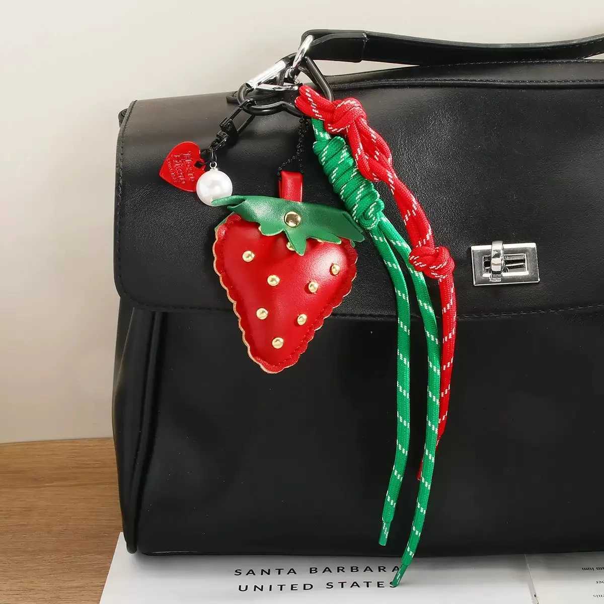 summer Backpack accessories flower cherry lemon strawberry Pendant Hand woven rope Key Chain J251121