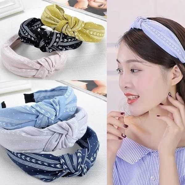 Elegant Knotted Leaf Wide Hairband Girls Fabric Headband Ladies Hair Accessories Band Hoop Beach V251022