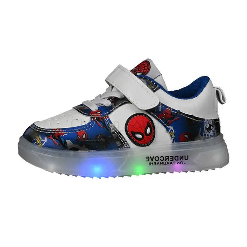 Disney Led Light Shoes for Kids Fashion Cartoon Spiderman Boys Sneakers Girls Casual Shoes Breathable Kids Sport Shoes H251022