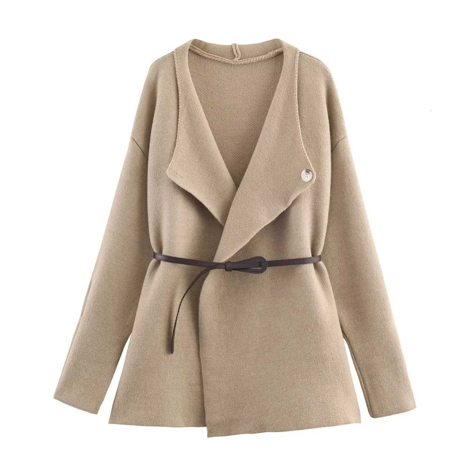 New European and American autumn products lightmature waisthugging knitted cardigan straightleg pants twopiece setT251022