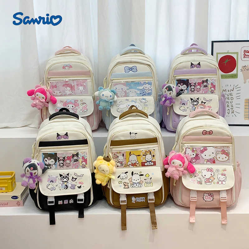 Sanrio Cute Backpack Large Capacity School Bag for Middle High School Students Cartoon Laptop Travel Kuromi Hello Kitty L251022
