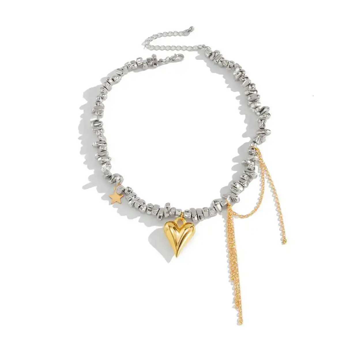 Ingemark 2025 Trendy Love Heart Pendant Necklace for Women Vintage Elegant Irregular CCB Beaded Choker Necklace Charm Jewelry V251022