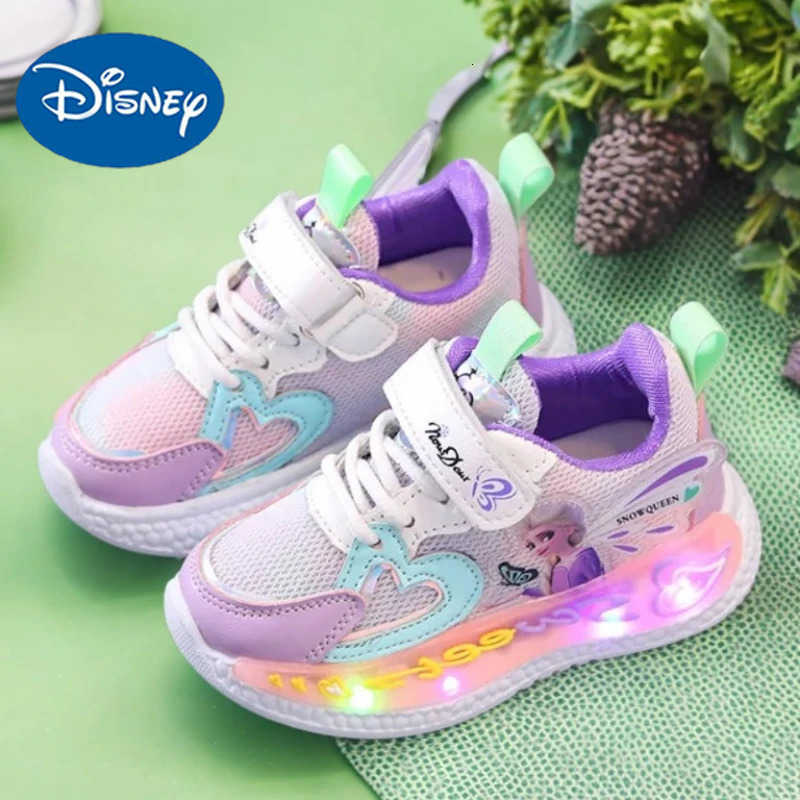 Disney Children Led Shoes Kids Girls Sneakers Frozen Elsa Princess Lighting Shoes Pink Purple Casual Sports Shoes Size 2131 H251022
