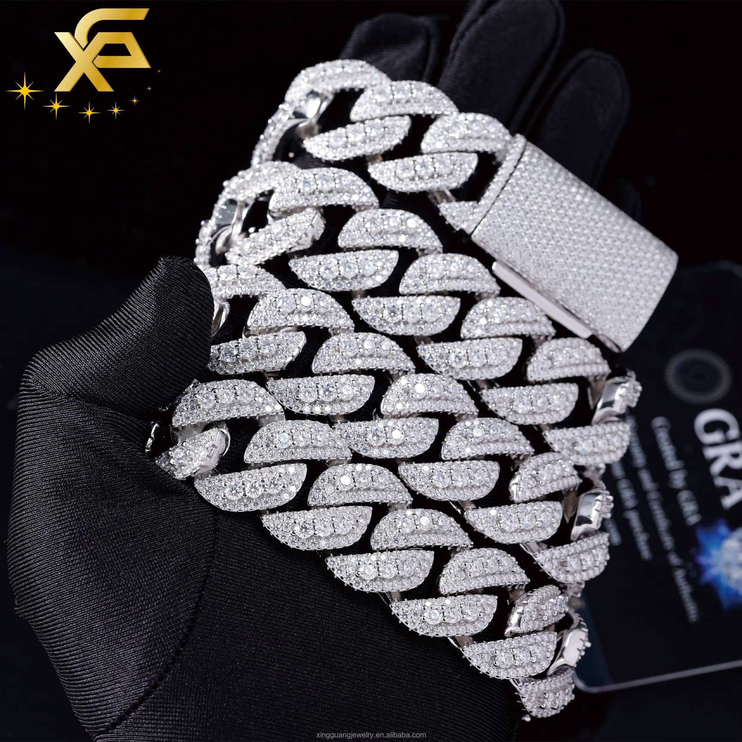 Heavy VVS Moissanite Cuban Chain 925 Silver Necklace for Men Iced Out Diamond Hip Hop Jewelry 18mm 20mm Cuban Lidynamic Chain