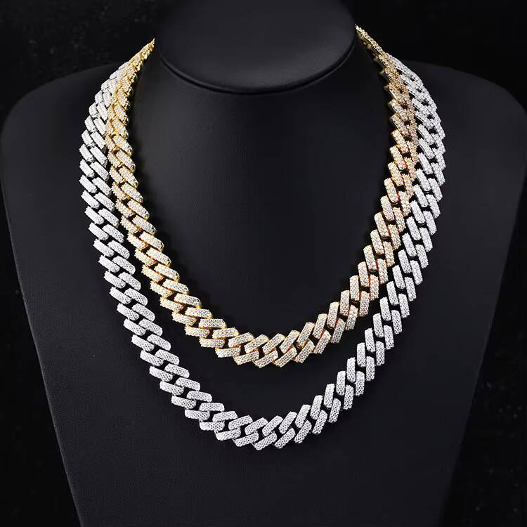 High Quality 10mm 12mm 13mm 14mm 15mm Heavy Cuban Chain Customized Trend Hip Hop Iced Out Jewelry Moissanite Diamond 925 Cuban Lidynamic Chain